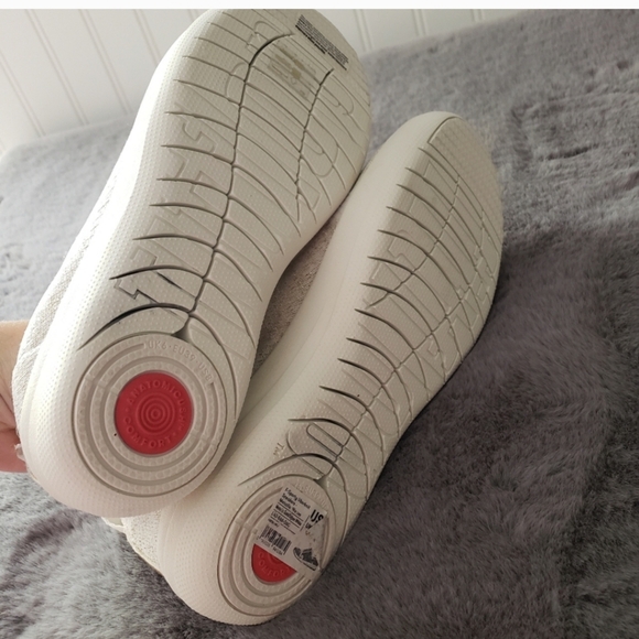 FitFlop Uberknit F-Sporty Slip-On Sneaker metallic gold/urban white Size 8 - Picture 6 of 6